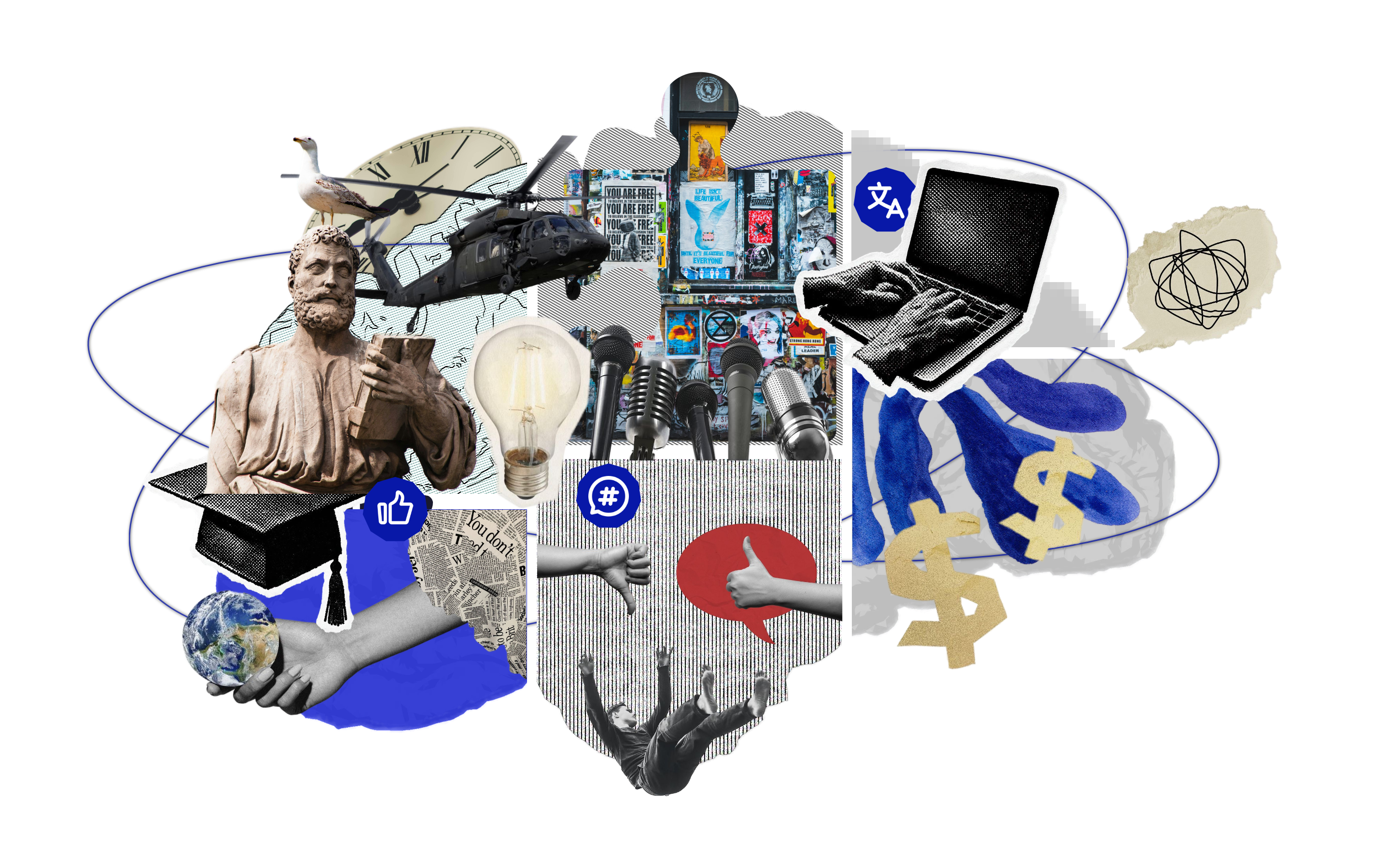 Abstract visualization of critical thinking, showing interconnected ideas, diverse perspectives, and knowledge pathways